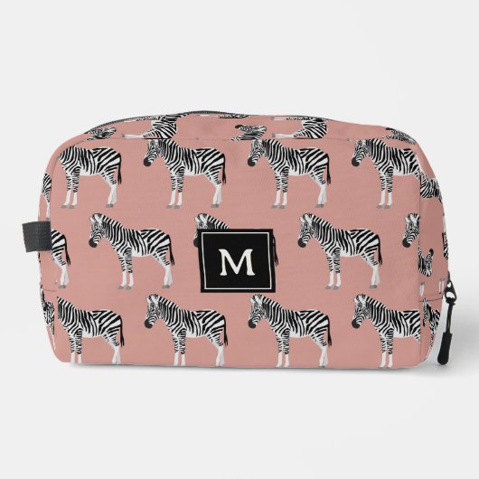 Trousse De Toilette Zebra Exotic Animal Motif Blush Pink Monogramme (Recto)