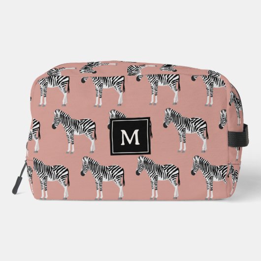 Trousse De Toilette Zebra Exotic Animal Motif Blush Pink Monogramme (Verso)