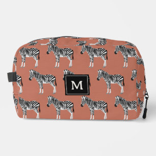 Trousse De Toilette Zebra Exotic Animal Motif Terracotta Monogramme