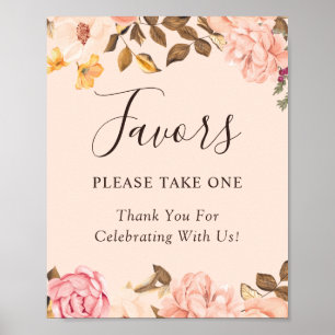 Trousseau Roze Bloemige Trouwgunsten Bord Poster