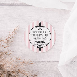 Trousseau Roze Fleur de Lis Bruids- Ronde Sticker
