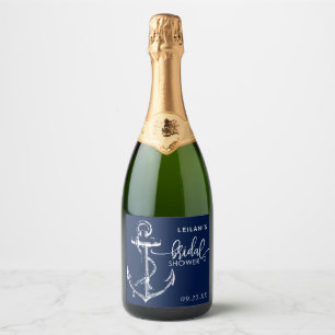 Trout Anchor Bruidsfeest Navyblauw Sparkling Wijnetiket
