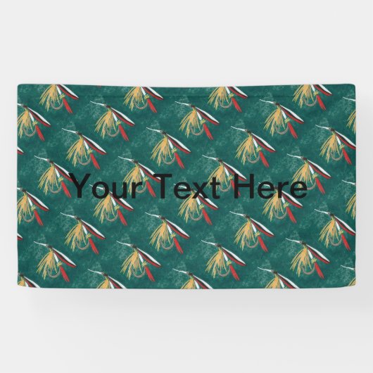 "Trout Fin"-forel met gevilde natte vlieg op groen Spandoek (Horizontaal)