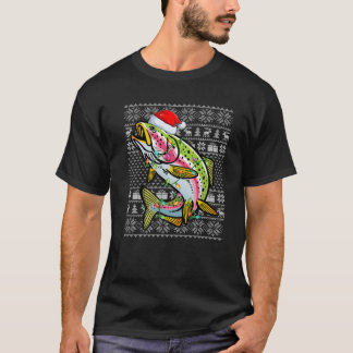Trout Fish Lover Santa Hat Ugly Rainbow Trout Chri T-shirt