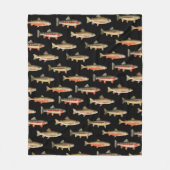 Trout Galore Zwart Fleece Deken (Voorkant)