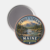 Trout Stream Fryeburg Maine Aimant Rond (Recto/Verso)