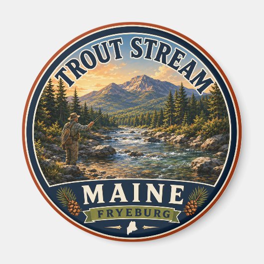 Trout Stream Fryeburg Maine Aimant Rond (Devant)