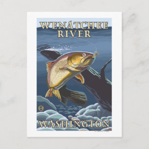 Trout Vist de doorsnede — Wenatchee River, W Briefkaart