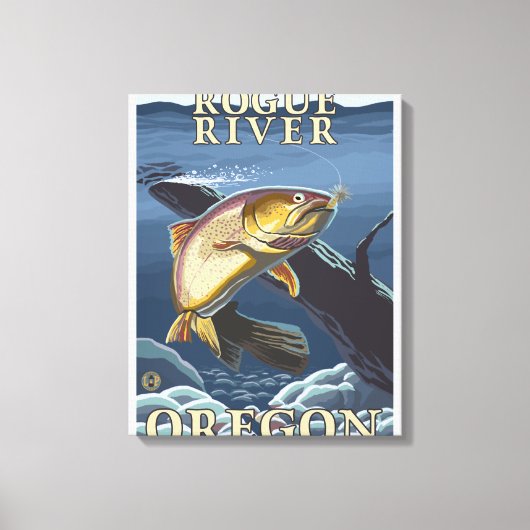 Trout Vist dwars door de rivier de Rogue, Canvas Afdruk (Voorkant)