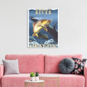 Trout Vist dwars door de rivier de Rogue, Canvas Afdruk (Insitu (Woonkamer))