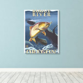 Trout Vist dwars door de rivier de Rogue, Canvas Afdruk (Insitu (Houten vloer))