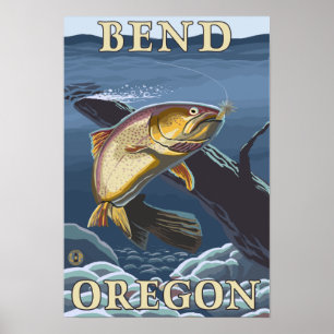 Trout Vist dwars-Sectie - Buig, Oregon Poster
