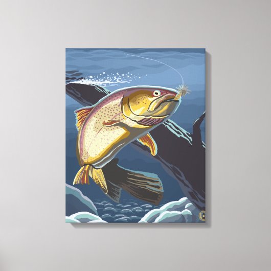 Trout Vist dwars-Sectie - Vintage Reis Canvas Afdruk (Voorkant)