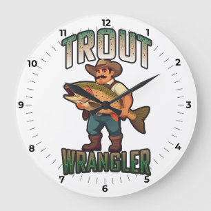 Trout Wrangler cartoon vector illustratie  Grote Klok