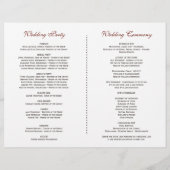 Troutburgundy Rood Marsala Bloem Bruiloftsprogramm Flyer (Achterkant)
