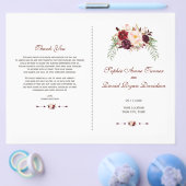 Troutburgundy Rood Marsala Bloem Bruiloftsprogramm Flyer (Enkel)