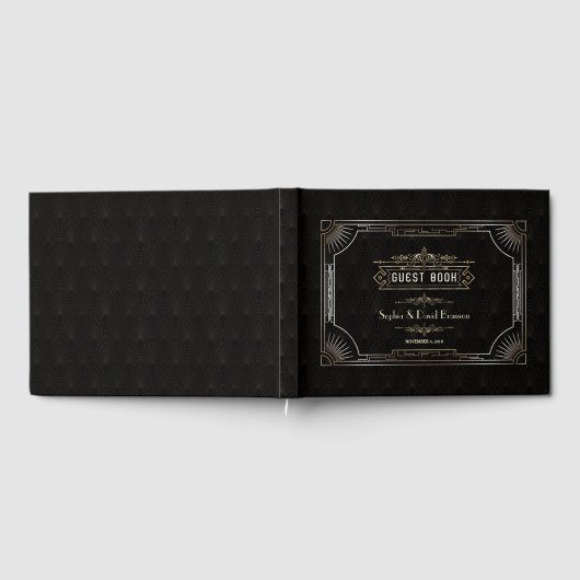 Troutse Gold Art Deco Gatsby-stijl Bruiloft Gastenboek (Volledig)