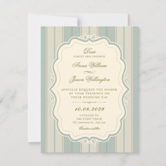 Troutse groene beige bruiloft kaart