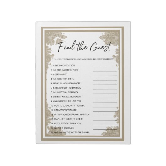 Trouver Le Bloc-Notes Du Jeu Invité (Tourné)