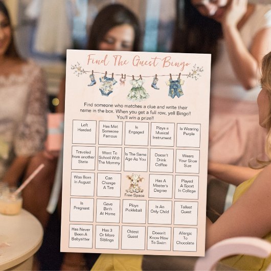 Trouvez La Carte De Bingo Du Baby shower Invité