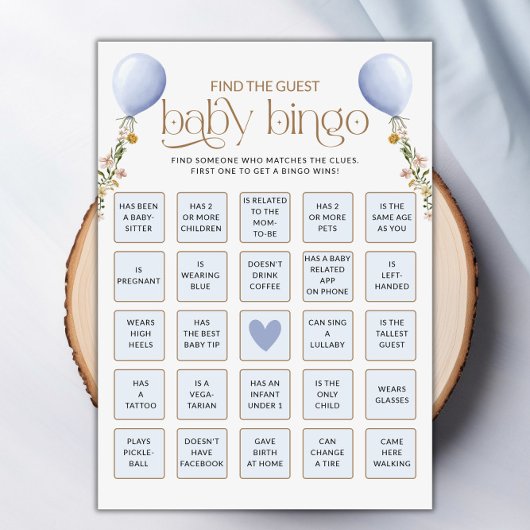 Trouvez La Carte De Jeu Du Baby shower Bleu Invité