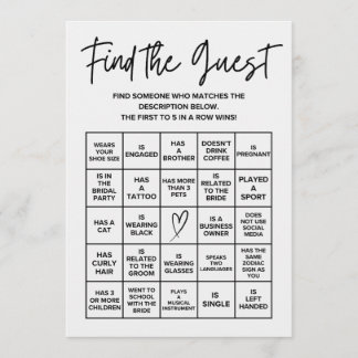 Trouvez le jeu de cartes de bingo pour la douche d