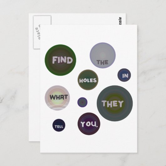 Trouvez les trous dans ce qu'ils vous disent Carte (Devant / Derrière)