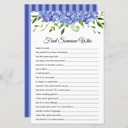 Trouvez quelqu'un qui feuille de papier (Devant / Derrière)