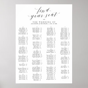 Trouvez votre siège Mariage alphabétique Tableau d