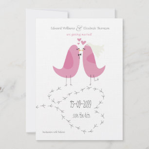Trouw 2 Roze Vogels Save the Date Aankondiging