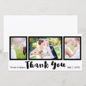 Trouw 3 Foto Afbeelding Zwart Modern Bedankt (Voorkant / Achterkant)