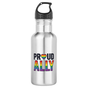 Trouw aan Ally Vintage Regenboog Hart T-Shirt Ontw Waterfles