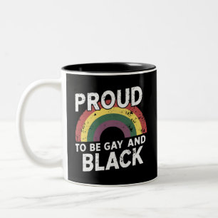 Trouw aan het feit dat ik gay en zwart ben Pride M Tweekleurige Koffiemok