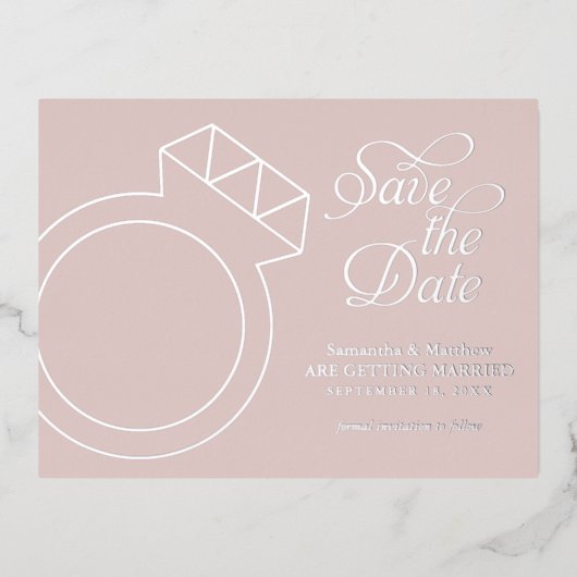 Trouw aankondigingen met roze Save the Date (Voorkant)