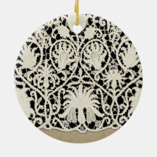 Trouw Antieke Kant Linnen Wit Klassiek Mooi Keramisch Ornament