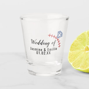 Trouw Baseball Logo Koppels Naam Shotglas Shot Glas
