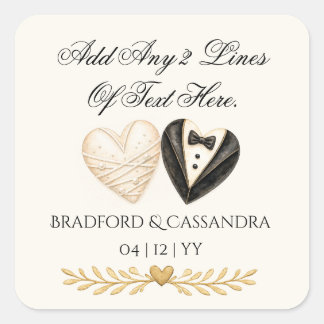 Trouw…behandel gunst..uw tekst hier, bruid bruideg vierkante sticker