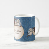 Trouw Blauw Bruine Uil Glitter Schoon Koffiemok (Voorkant rechts)
