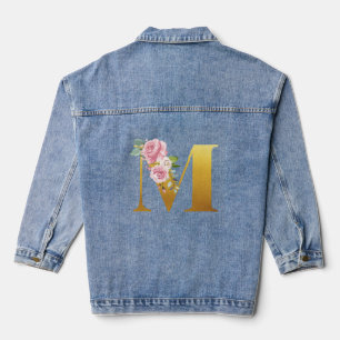 Trouw Bloemige Monogram Gouden Letter M Denim Jacket