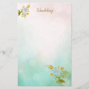 Trouw bloemige turquoise trouwstationery notities briefpapier