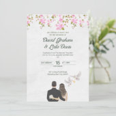 Trouw bloemstuk uitnodiging Bruid/Bruidegom (Staand voorkant)