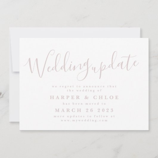 Trouw Blush Roze Wijziging van datum uitstel Save The Date (Voorkant)