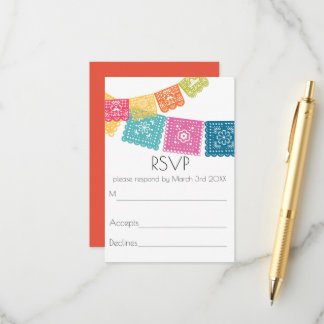 Trouw Boda Bruiloft Papel Picado RSVP Informatiekaartje
