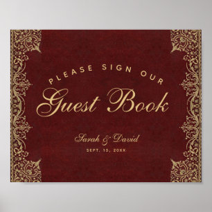 Trouw Bordeaux Goud Gelieve Ons Gastenboek Te Onde Poster