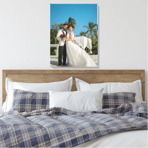 Trouw bruid en bruidegom foto met details canvas afdruk