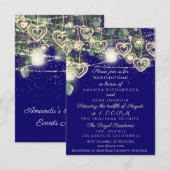 Trouw Bruid Rustiek Hout Goud Koningsblauw Kaart (Voorkant / Achterkant)