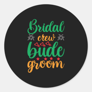 Trouw Bruidsbemanning Bruidegom Ronde Sticker