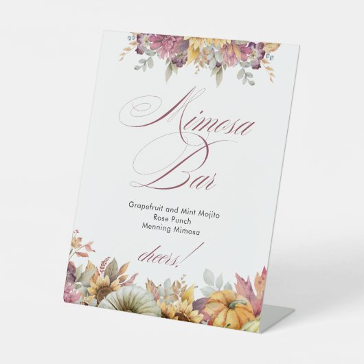 Trouw Bruidsfeest Mimosa Bar Verliefd Raken Reclamebord Met Voetstuk (Voorkant)