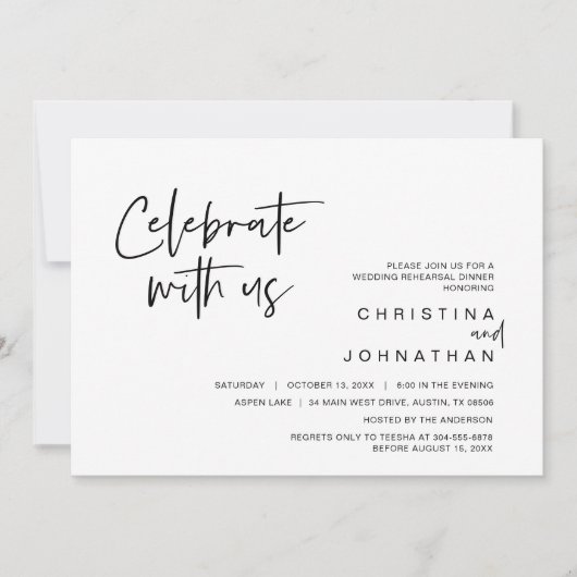 Trouw Bruiloft Feest, Vier met ons uitnodiging (Voorkant)