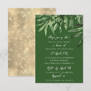 Trouw Bruiloft Tropische Salie Groen Goud Elegant Kaart